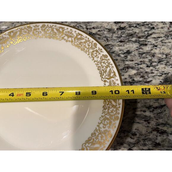 Lenox Tuscany Dinner Plates Gold Scrolls Birds 10 3/4" Ivory Set of 4 - Picture 10 of 10